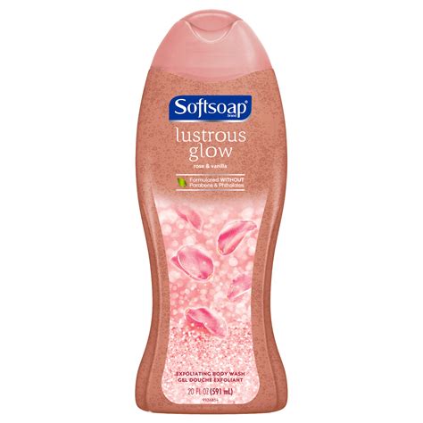 Softsoap Lustrous Glow Exfoliating Body Wash Pink Rose And Vanilla