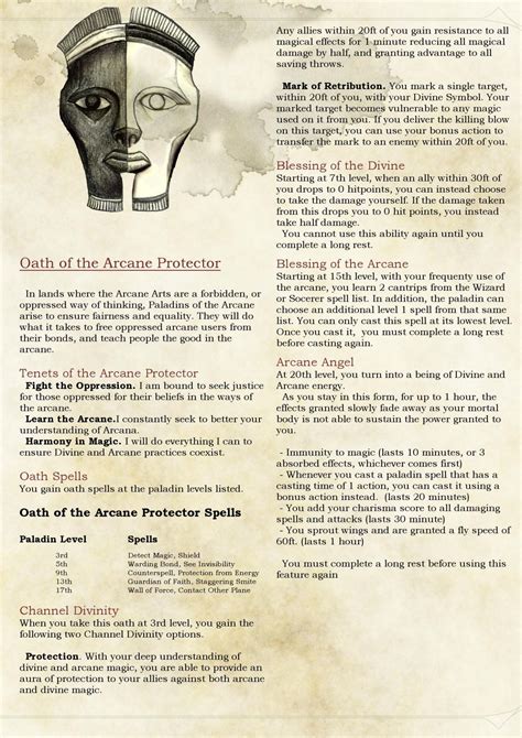 See full list on d20pfsrd.com Oath of the Arcane Protector Paladin by Josiahzimm | 5e DnD info | Pinterest | Paladin, RPG and ...