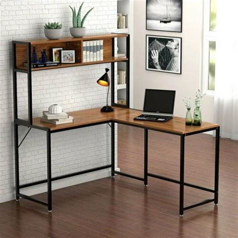 A study table is quite essential in any home these days! L-Shaped Computer Desk with Hutch Study Table Workstati