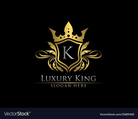 Luxury Royal King K Letter Heraldic Gold Logo Vector Image