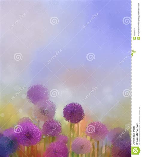Oil Paintingpastel Colors Light Purple Onion Flower In