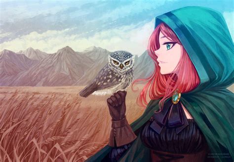 Girl With Owl By Nukababe On Deviantart Art Girl Art Anime