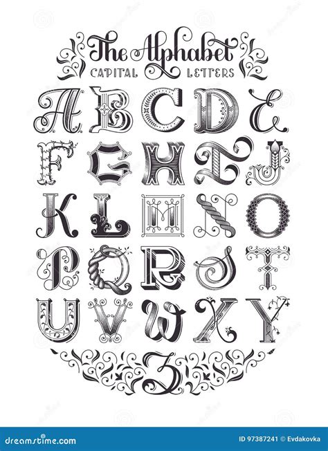 Vector Decorative Alphabet Typographic Poster Stock Vector