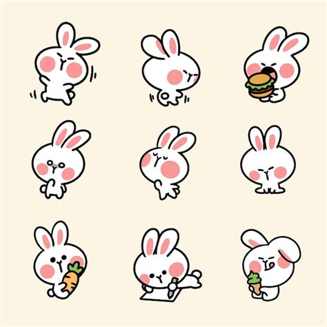 Premium Vector Cute And Adorable Bunny Sticker Third Set