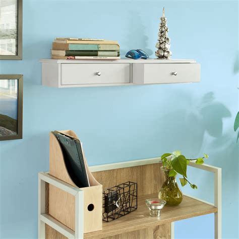 Sobuy® Wall Mounted Shelf Storage Drawers Wall Display Unit White