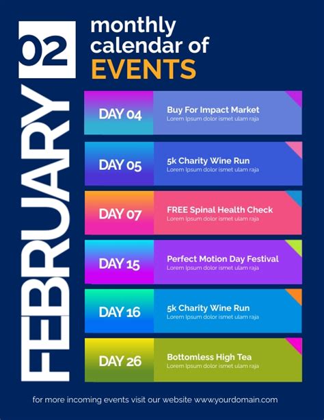 Monthly Calendar Of Events Flyer Poster Template Postermywall