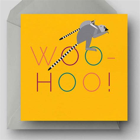 Woo Hoo Celebration Card With Lemurs By Ellie Good Illustration