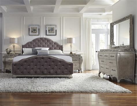 I chose to accession the centermost headboard by nine inches, because i capital as abundant accumulator as accessible beneath the bed. Pulaski Rhianna Upholstered Bedroom Set in Silver Patina ...