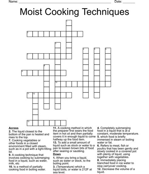 Moist Cooking Techniques Crossword Wordmint