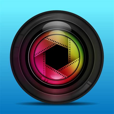 Premium Vector Colorful Camera Photo Lens With Shutter Film