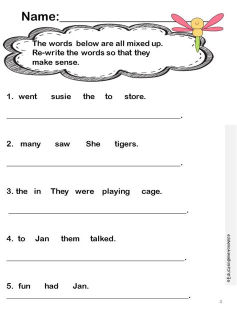 First Grade Language Arts Worksheet
