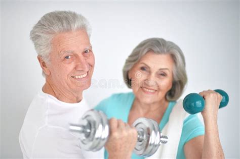 Beautiful Elderly Couple In A Gym Stock Image Image Of Fitness