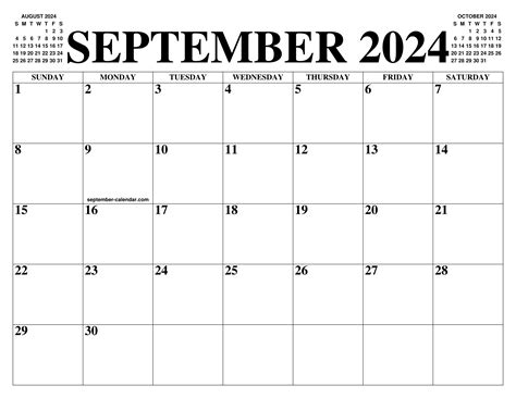 September 2024 Calendar Of The Month Free Printable September Calendar