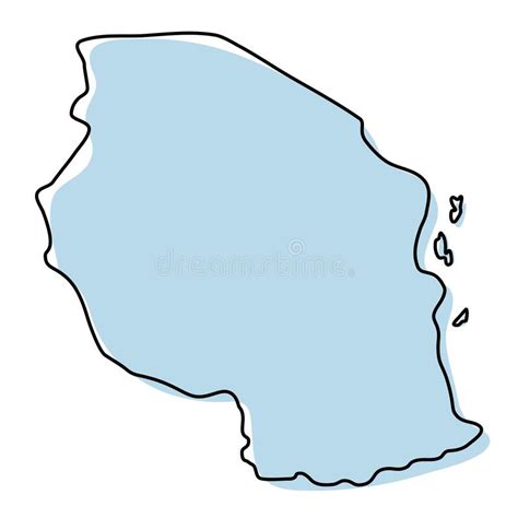 Stylized Simple Outline Map Of Tanzania Icon Blue Sketch Map Of