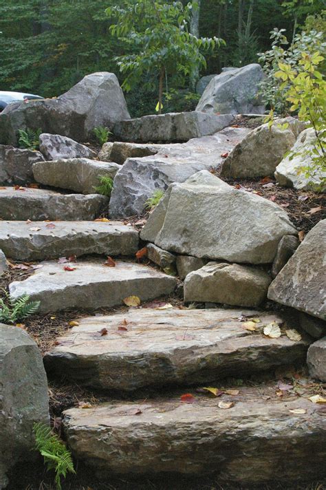 Stone Steps In Naturalized Landscape Rock Garden Landscaping