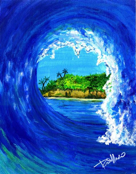 Tropical Colorful Painting Surf Curl Ocean Ocean Painting Colorful
