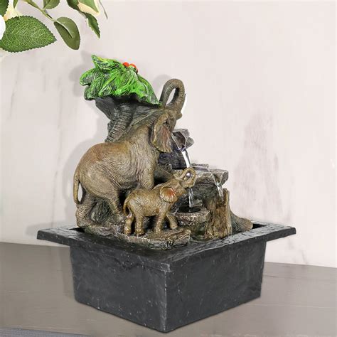 Tabletop Water Fountain With Led Light Indoor Elephants Under Etsy