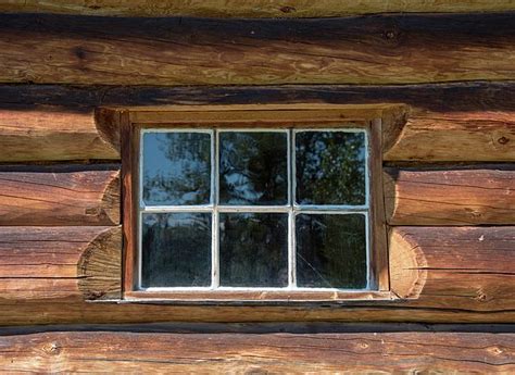 Looking Through A Window At Log Cabin Living By Susan Boehnlein Log