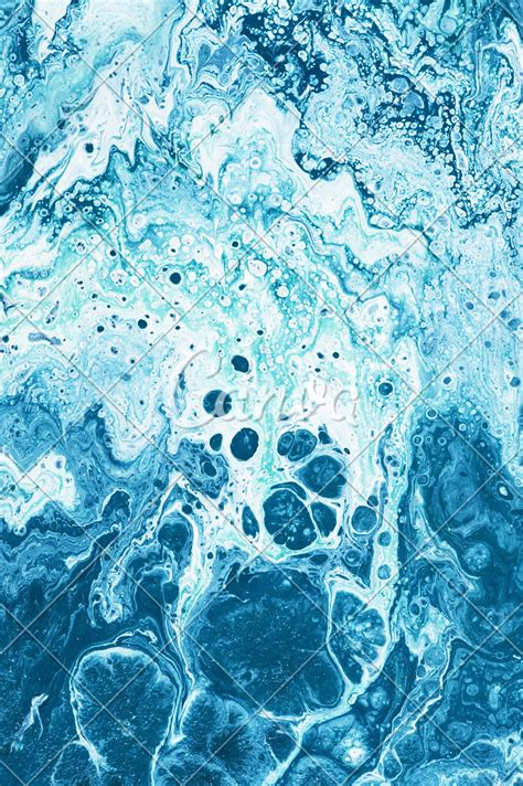 White Blue Marble Texture Painted With Fluid Acrylic Colors Photos By