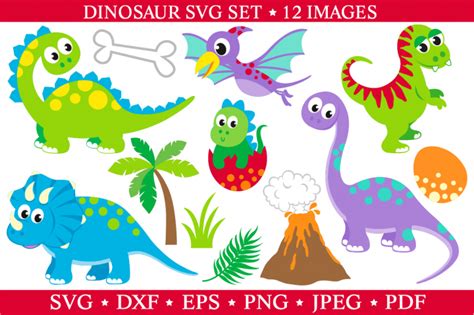 Download Cute Dinosaur Set | Free SVG Designs