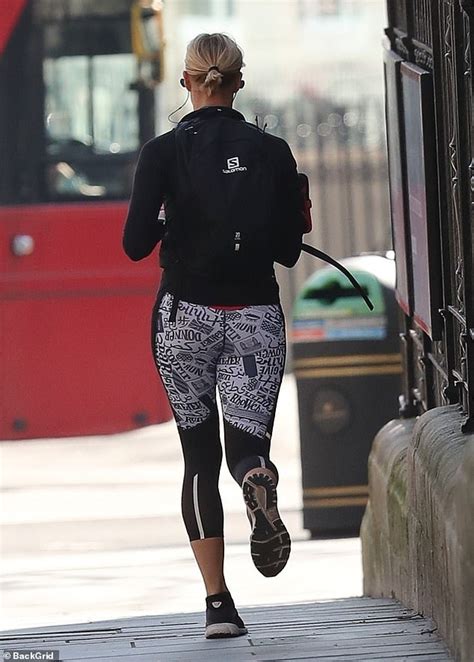 Jenni Falconer Displays Her Lithe Physique In Lycra Leggings As She