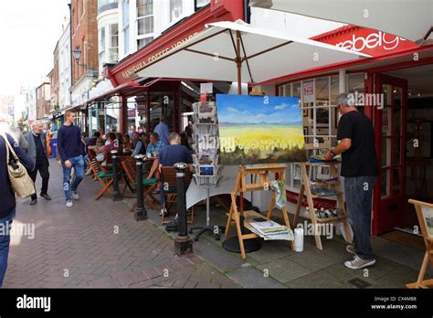 Artist Painting In George Street Hastings Old Town Sussex England