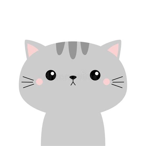 Gray Cat Kitten Square Head Face Kawaii Baby Pet Animal Cute Cartoon