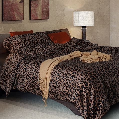 Sateen Cotton Bedding Set Leopard Print Duvet Cover Set Home