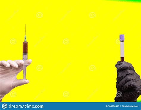Coronavirus Infected Blood Sample In Sample Tube And Potential Vaccine
