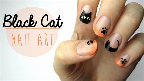 Nail Art Black Cat Design Youtube