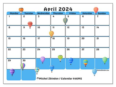 Calendar April 2024 446 Michel Zbinden En