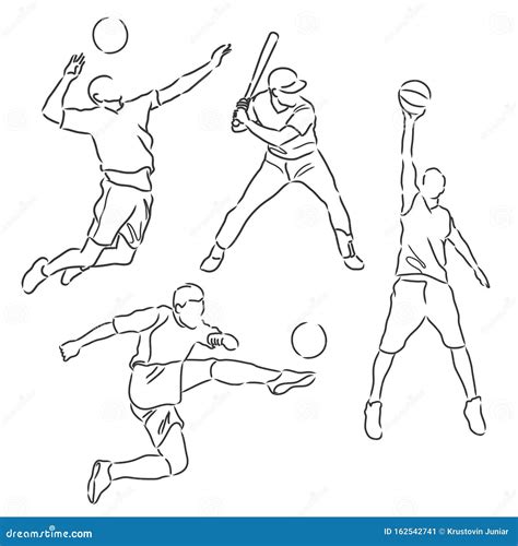 Simple Sketch Of Various Sports Athletes Vector Stock Vector
