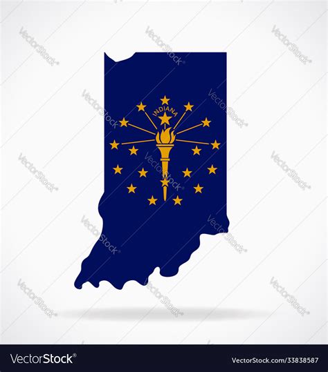 Indiana Flag In State Shape Symbol Royalty Free Vector Image