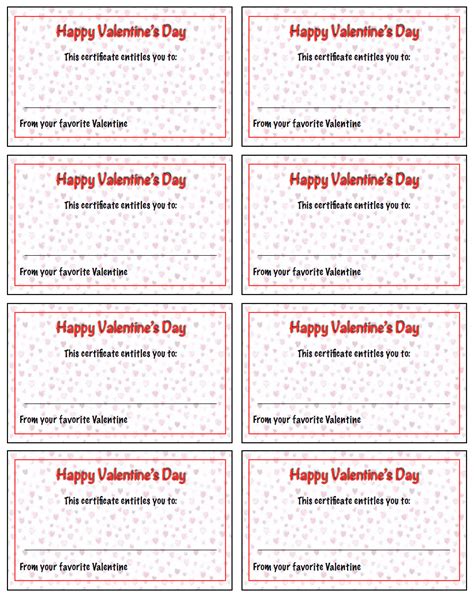 Free Printable Valentines Day T Certificates 5 Designs