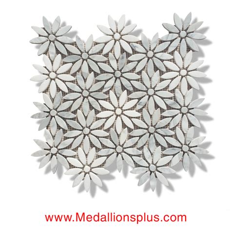 Ft.) sturdy mesh tile sheet3 rows and 4 columns with 12 marble flowers per sheet1/16 inch. Daisy - Carrara & Thassos White Marble Polished Mosaic ...