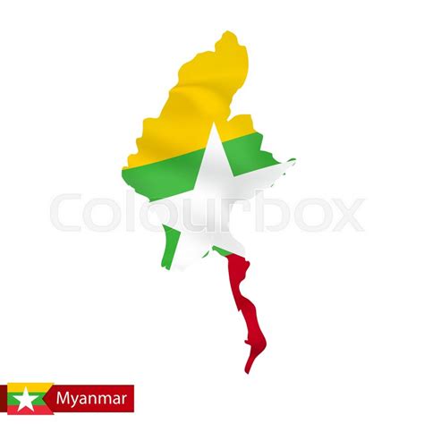 Free vector maps of africa & the middle east. Myanmar map with waving flag of country. Vector ...
