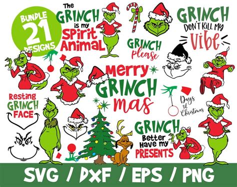 Grinch Svg Bundle Christmas Svg Merry Grinchmas Resting Grinch Face Grinch Cricut Grinch T