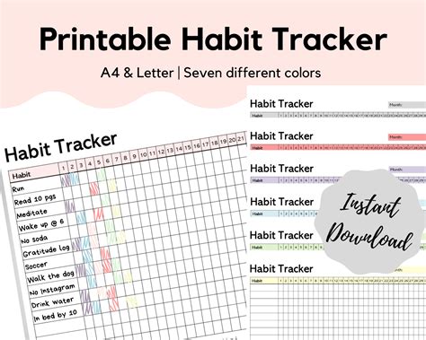 Printable Habit Tracker | Habit tracker printable, Habit tracker, Habit routine