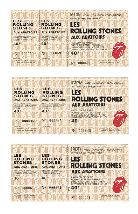 Lot Detail Lot Of 31 Rolling Stones Concert Tickets And An Uncut Sheet