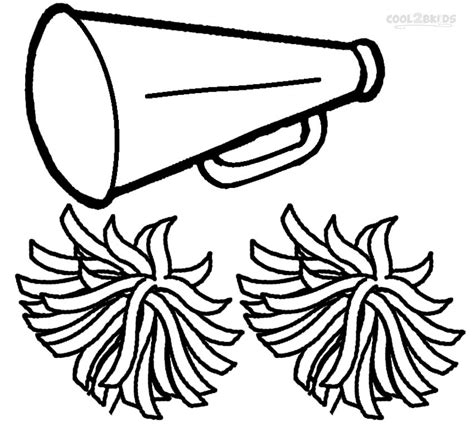 Pom Cheer Megaphone Cheerleading Coloring Pages Poms Printable Drawing