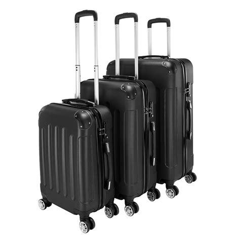 wuudi luggage set 3 piece travel set bags hardshell suitcase abs rolling trolley travel