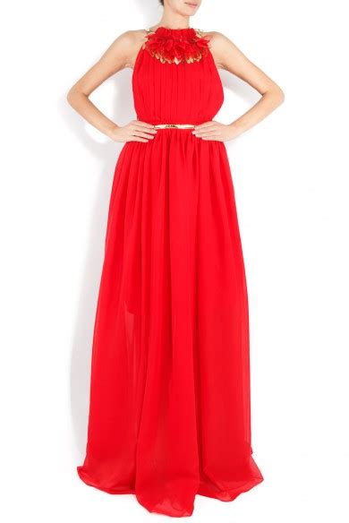 Red Long Dress With Golden Applications Maxi Dresses Made To Measure