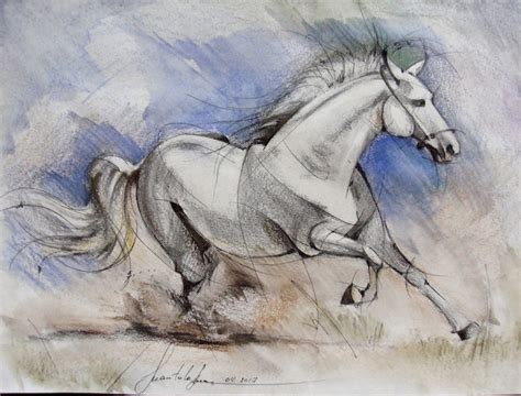Print Of Pencil Drawing Running Horse 1721 Etsy Uk