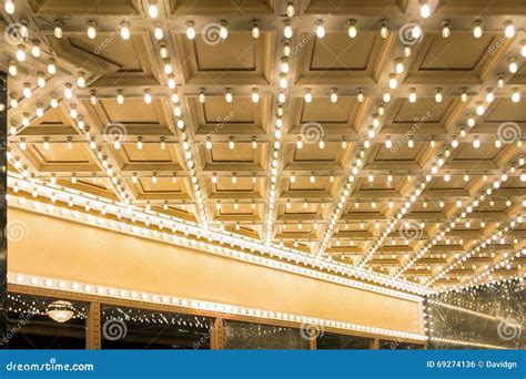 Marquee Lights At Broadway Theater Exterior Royalty Free Stock Photo