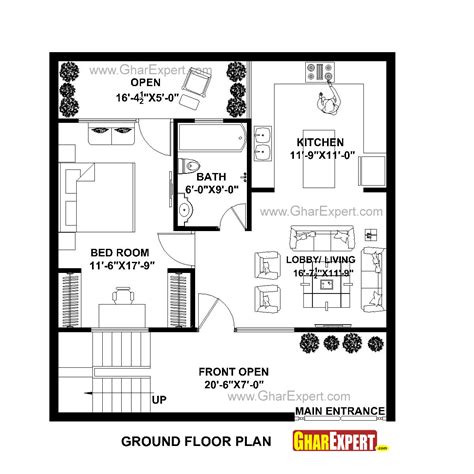 House Plan For 30 Feet By 32 Feet Plot Plot Size 107 Square Yards