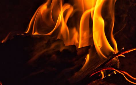 Download Wallpaper 3840x2400 Fire Bonfire Flame Dark Firewood