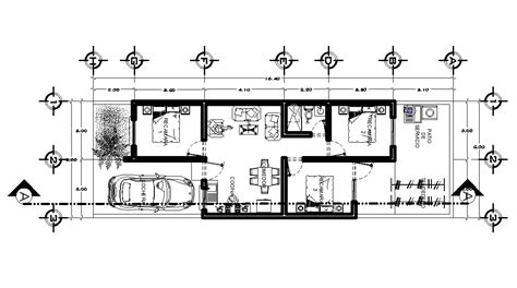 Dimension Detail Of 6x19m House Plan Is Given In This 2d Autocad