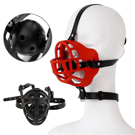 Dog Head Face Mask Mouth Gag Plug Face Bondage Harness Accessories Ball