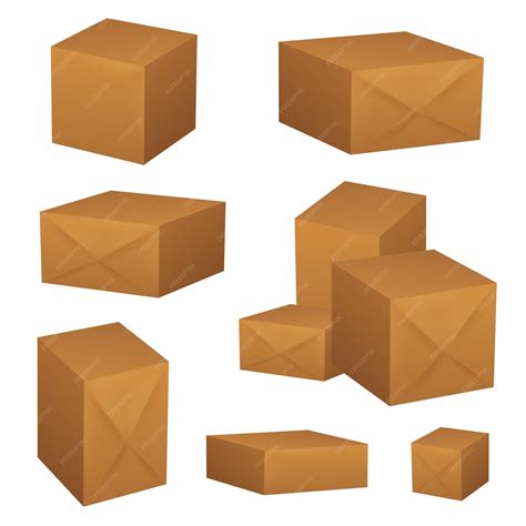 Premium Vector Set Of Brown Cardboard Boxes Closed Delivery Packages