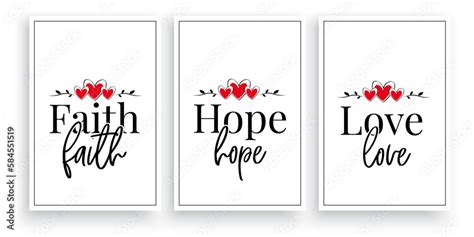 Faith Hope Love Vector Scandinavian Art Design Wording Design